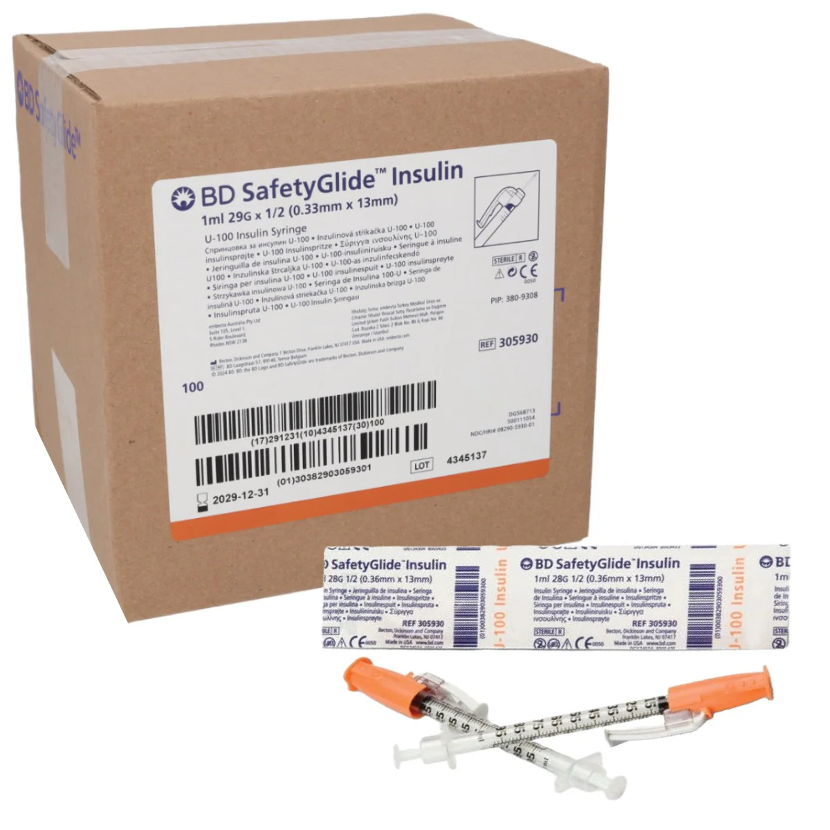 BD SafetyGlide Insulin Syringe with Needle - Image 5